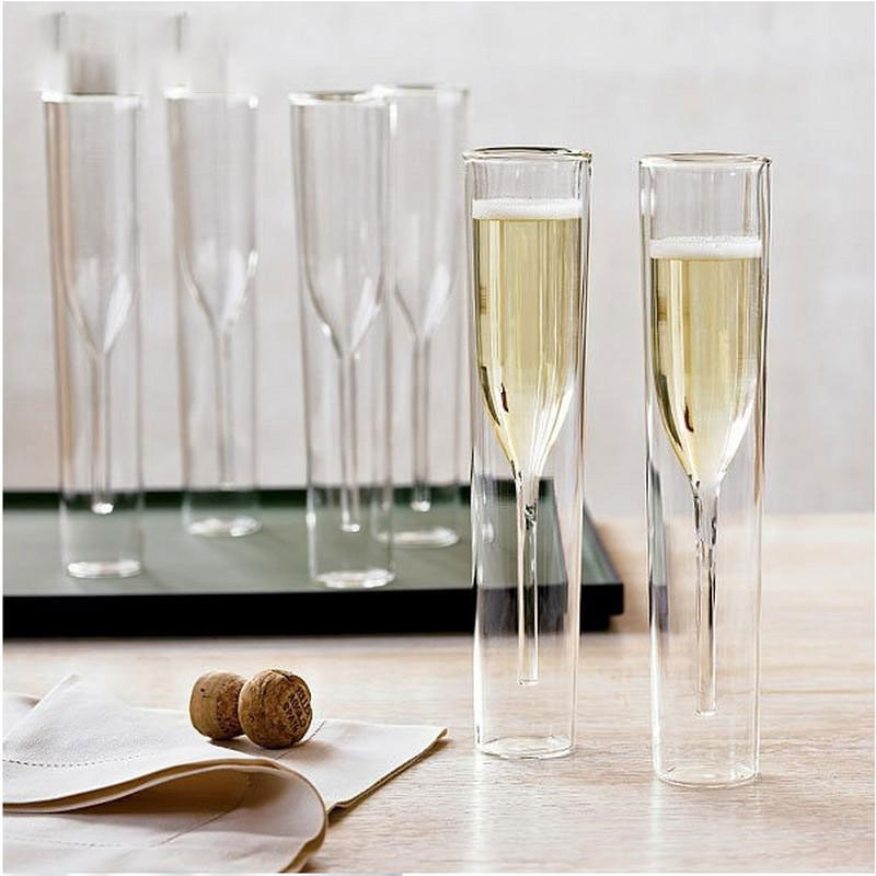 Double Wall Glasses Champagne Flutes