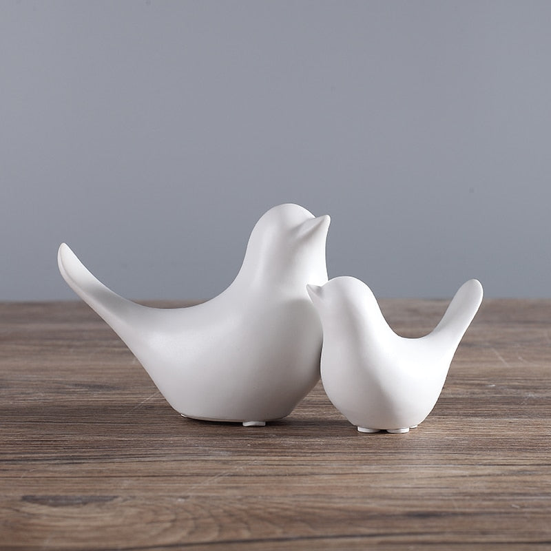 White Ceramic Bird Figurines
